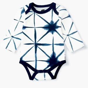 Monica + Andy Blue Shibori Long Sleeve Onesie